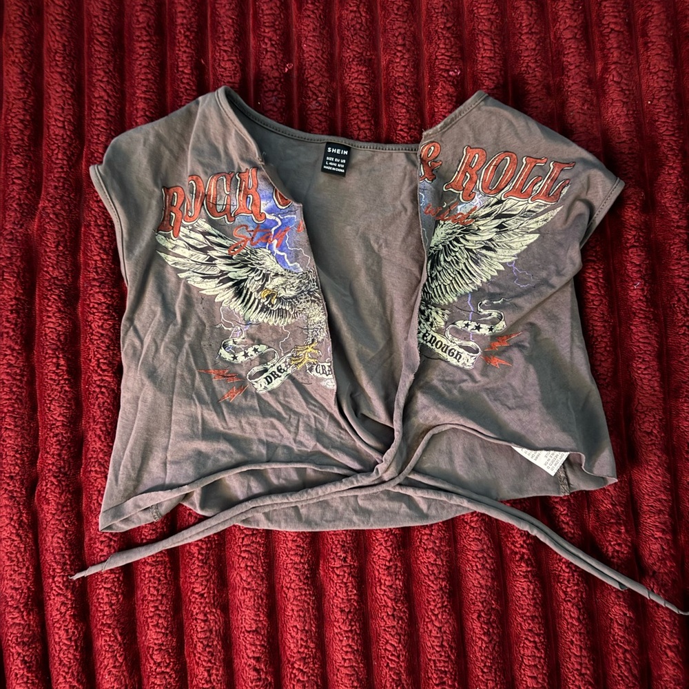 Rock & Roll Graphic Tie-Front Top